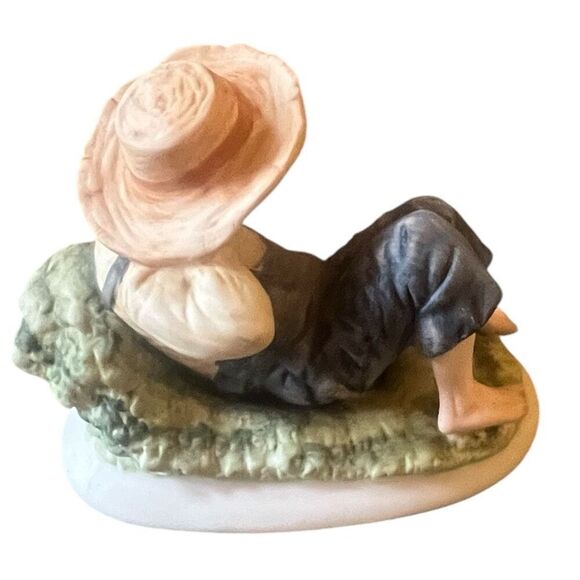 Lefton Vintage Fishing Boy Hand Painted Figure 1983 Personal Inscription On Bott - Picture 4 of 6